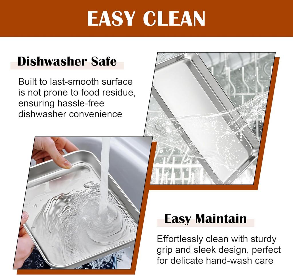 Baking Sheet with Wire Rack Stainless Steel Cookie Sheets Trays & Cooling Rack for Toaster Oven,