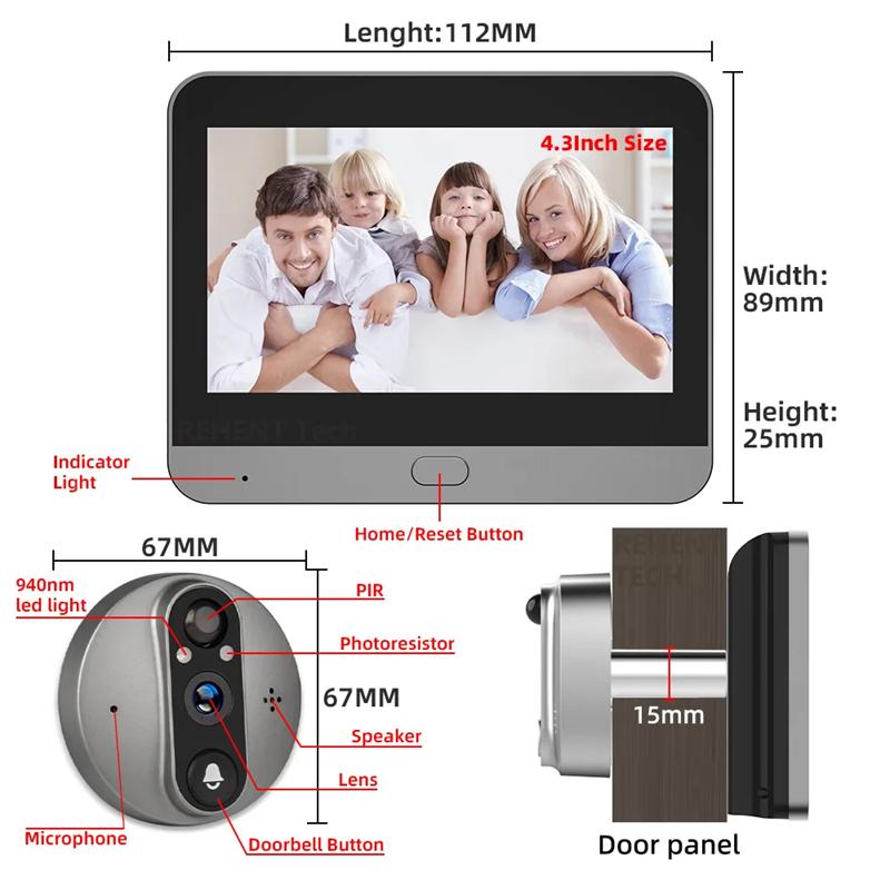 3MP Tuya Smart Life APP Home Battery WiFi Video Digital Door