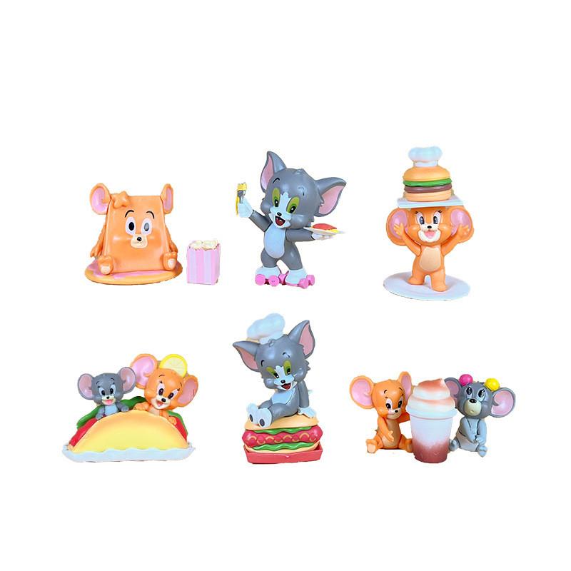 

Мультяшная ПВХ модель Тома и Джерри с гамбургером и картофелем фри для дизайна для поклонников аниме