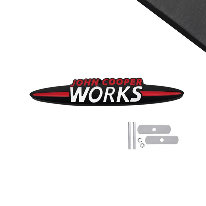 Emblema Nero JCW Styling Auto Adesivo 3D Metallo Griglia Cofano Anteriore Badge Per MINI Cooper S R55 R56 F54 F56 F55 F60 Decorazione Carrozzeria