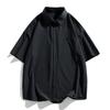 Shirt Men's Short-sleeved Shirt T-shirt Youth Solid Color Japanese Hong Kong Style Lapel Top Breathable Sweat-absorbent Loose Versatile Shirt