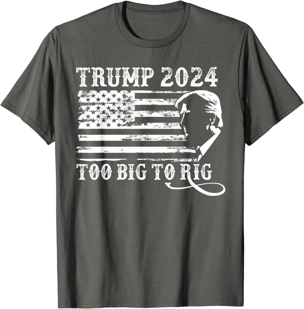 

Retro Too big to rig Trump quote president 2024 US Flag T-Shirt Unisex T-Shirt S