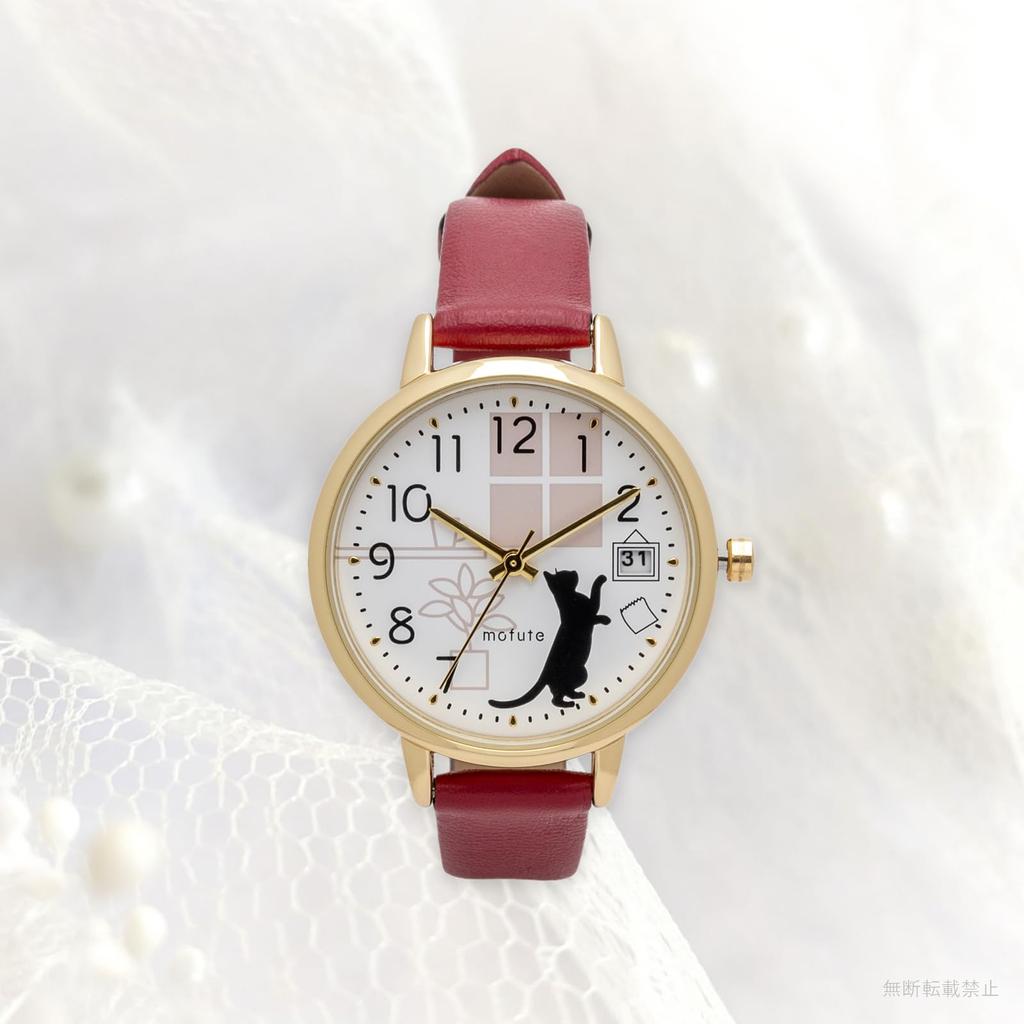 Fieldwork Analog Watch with Leather Date Cat Women's Strap, Calendar, Display, Design, Red, ST295-2