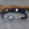 Blue Luxury Crystal Devil's Eye Milan Rope Adjustable Bracelet Men Women Hand Rope Couple Friendship Braslet Casual Jewelry