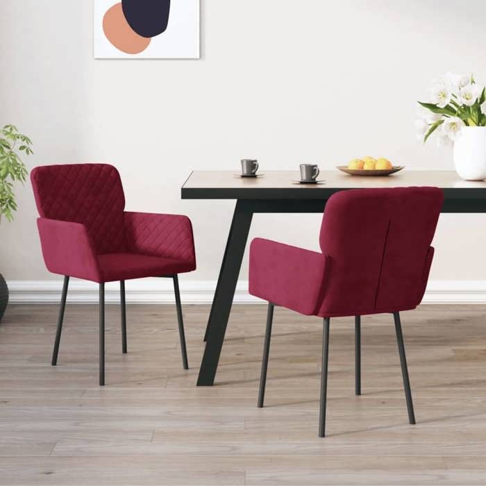 VidaXL Chaises de salle à manger 2 pcs Rouge bordeaux Velours 344784