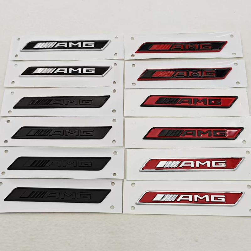 For Mercedes Benz New AMG Car Letters Badge 2pcs ABS Fender Side Emblem Sticker For AMG W204 W124 W201 W202 W212 W220 Accessorie