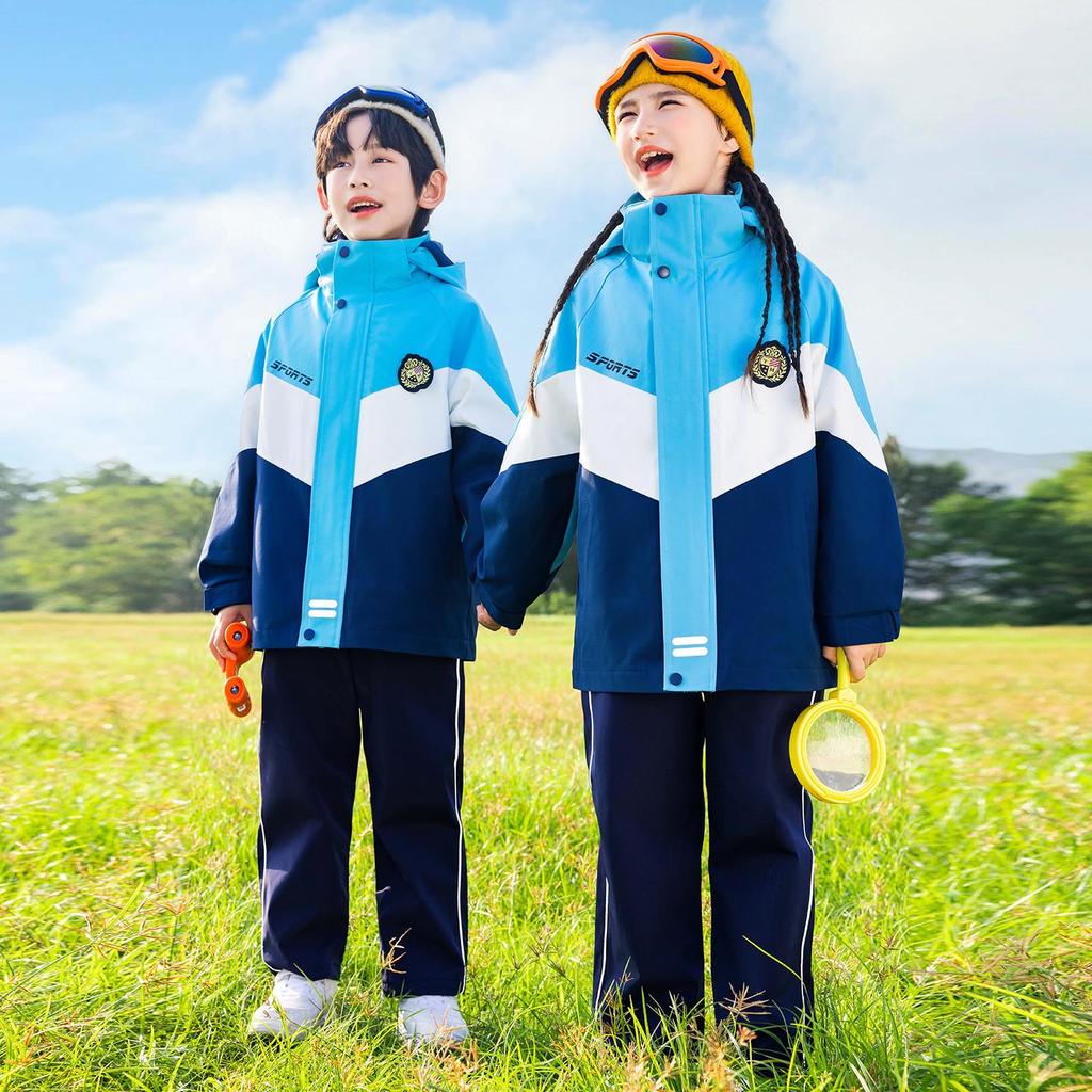 Children's Autumn/Winter School Uniform Set: Windbreaker & Sportswear Three-Piece for Kindergarten & Primary