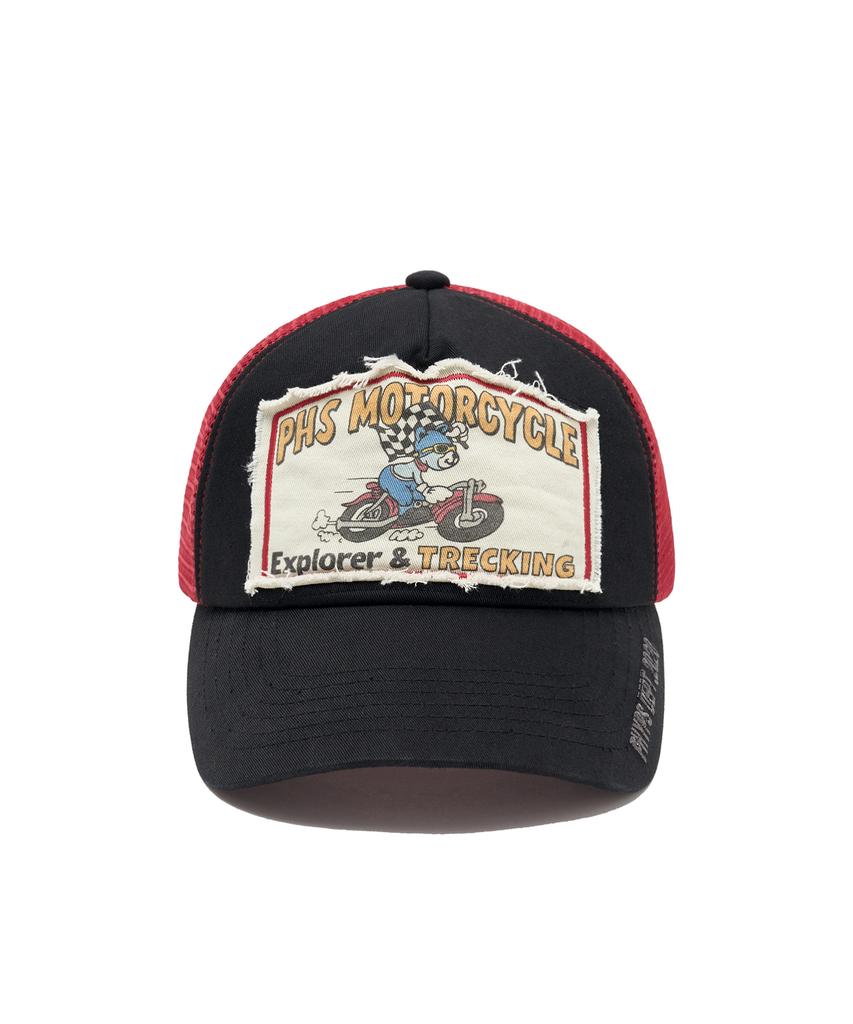 PHYPS MOTORCYCLE Riding Bear Mesh Ball Cap Black