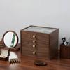 Wood-Grain Jewelry Box with Drawers Rectangular Drawer Large