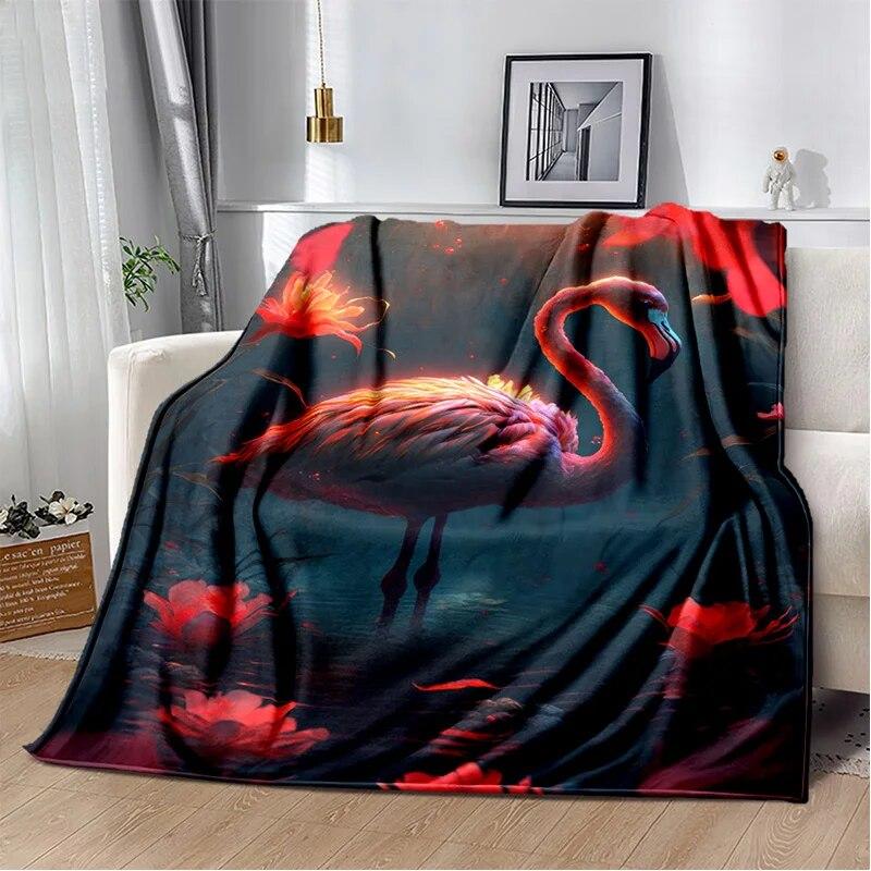 Cartoon Pink Flamingo Rainforest Love Bird Blanket,Soft Throw Blanket for Home Bedroom Bed Sofa Picnic Travel Cover Blanket Kids