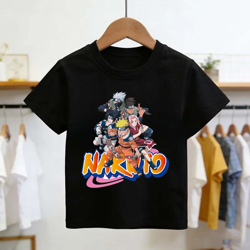Maglietta Naruto Bambini Uzumaki Uchiha Sasuke Hatake Kakashi Stampa Personaggio Anime Cotone Manica Corta Ragazzi Ragazze Larga Naruto Top