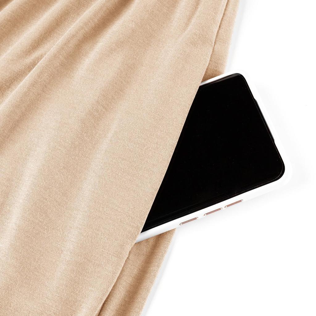 Damen Sommer Freizeitkleider Kurzarm Rundhalsausschnitt Locker Fließendes Strandkleid Mit Taschen