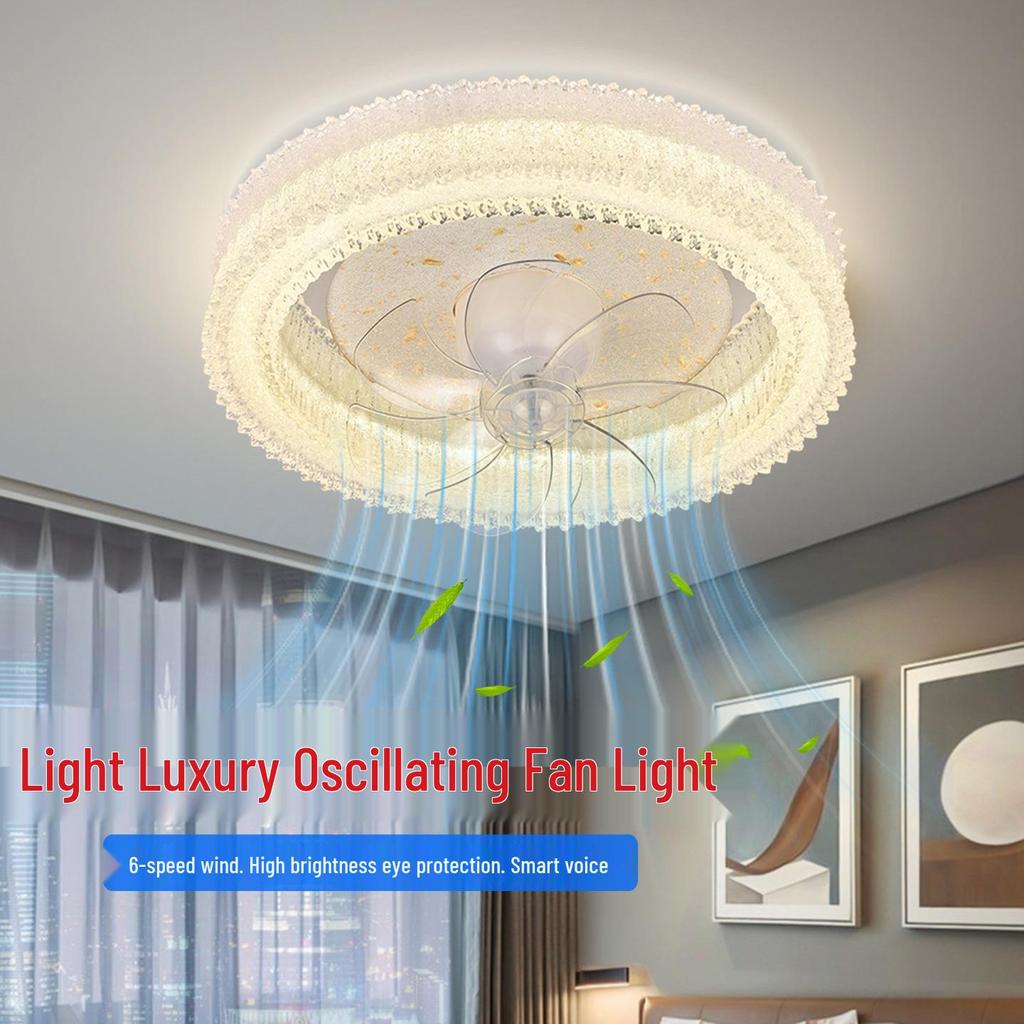 Modern Oscillating Ceiling Fan with Light for Bedroom, Study, Dining, or Children's Room