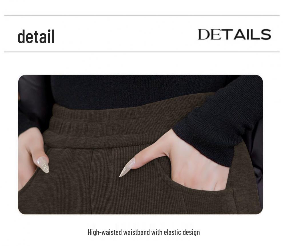 Women's Stylish Straight-Leg Fleece-Lined Pants, 2026 Autumn/Winter Collection - Eight-Tenths Length for Outdoor Wear.