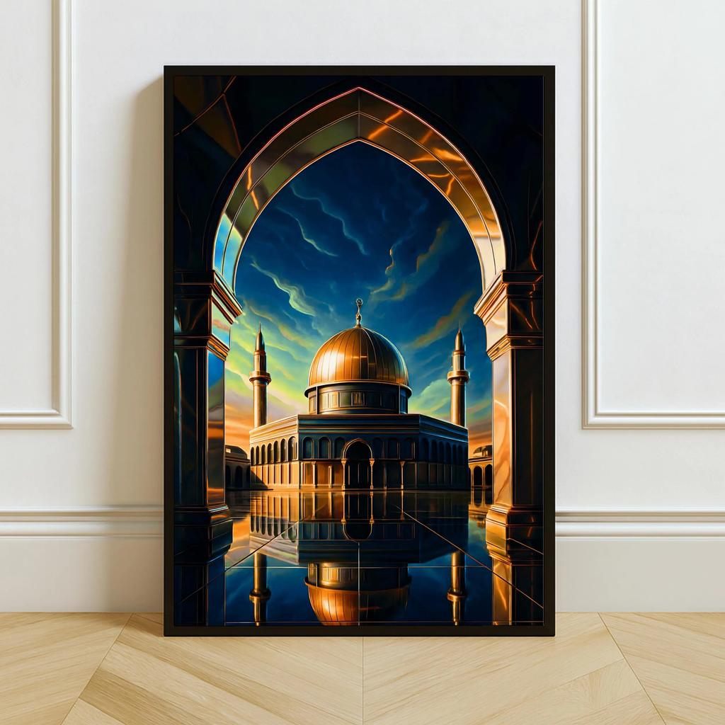 Islamic Mosque Kaaba Canvas Poster Watercolor Muslim Scripture Canvas Paint Print Modern Picture Living Room Home Decor Cuadros