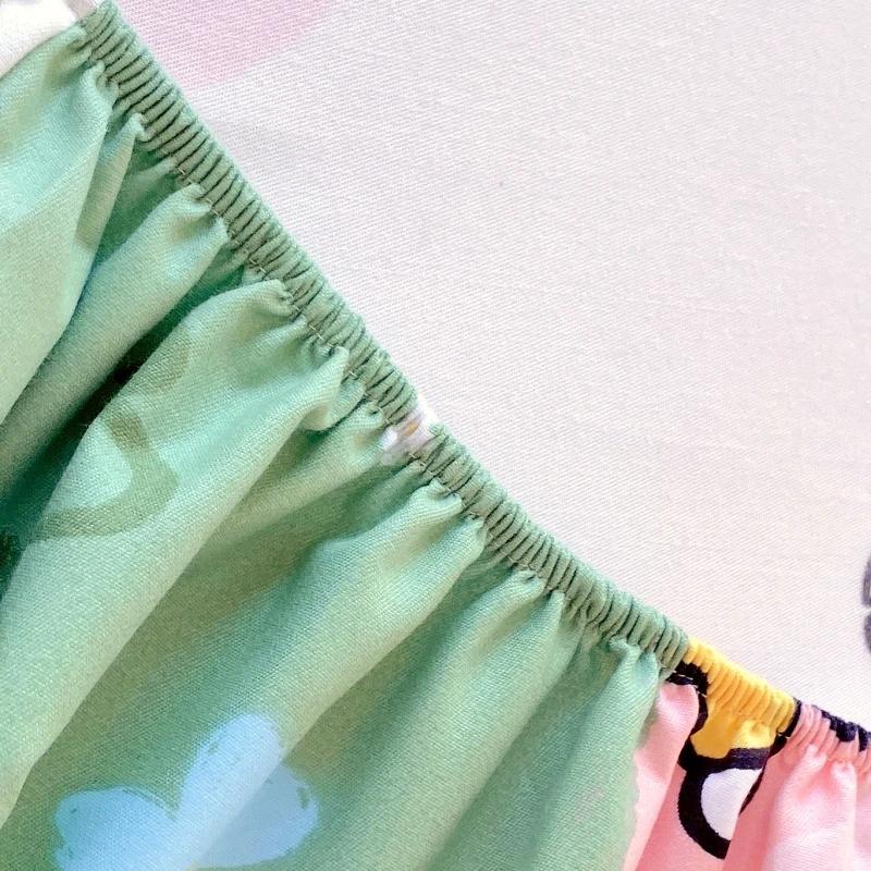 Cartoon Style Rabbit Fitted Sheet Set Skin-friendly Breathable Non-slip Bed Cover with 2 Pillowcases Bedding Set for Boys Girls