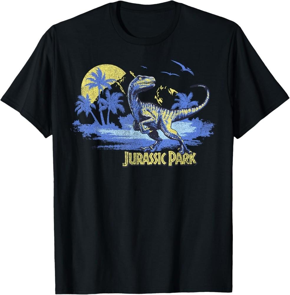 Jurassic Park Raptor Sunset logo Print T-Shirt XL