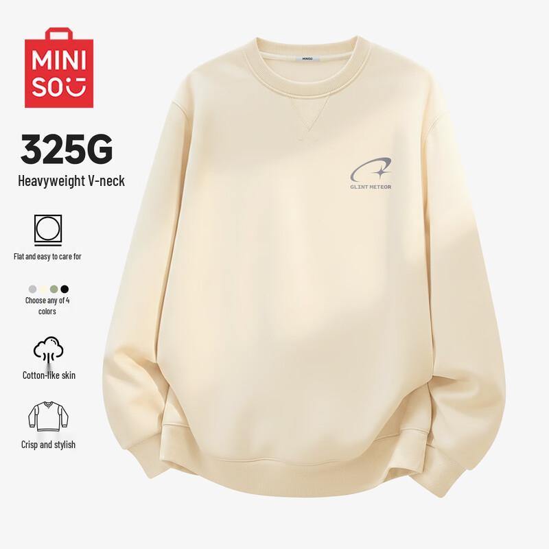 MINISO Men s Heavyweight American Style Pullover Sweatshirt L