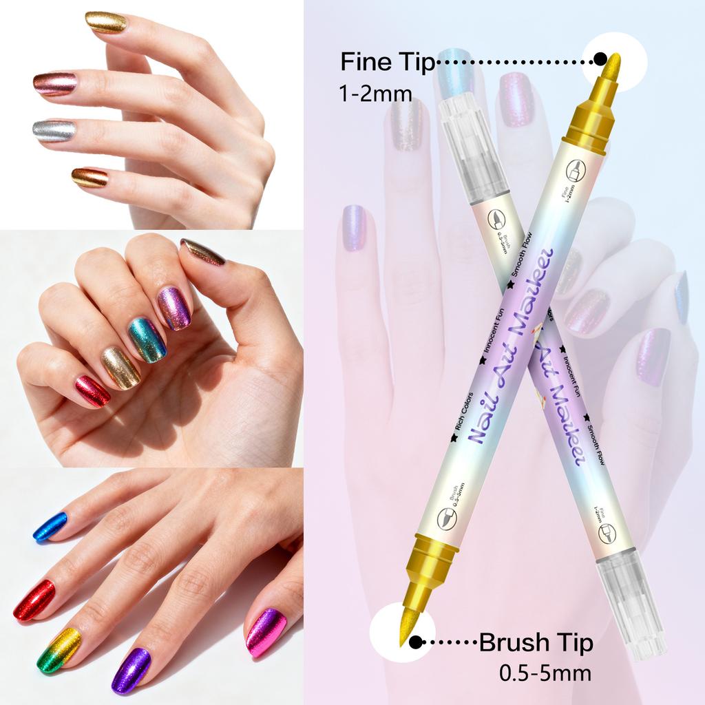 Zestaw 12/24 kolorów pisaków do paznokci 0,5 mm, pisaki akrylowe do zdobienia paznokci, manicure, dekoracji DIY 10 ml