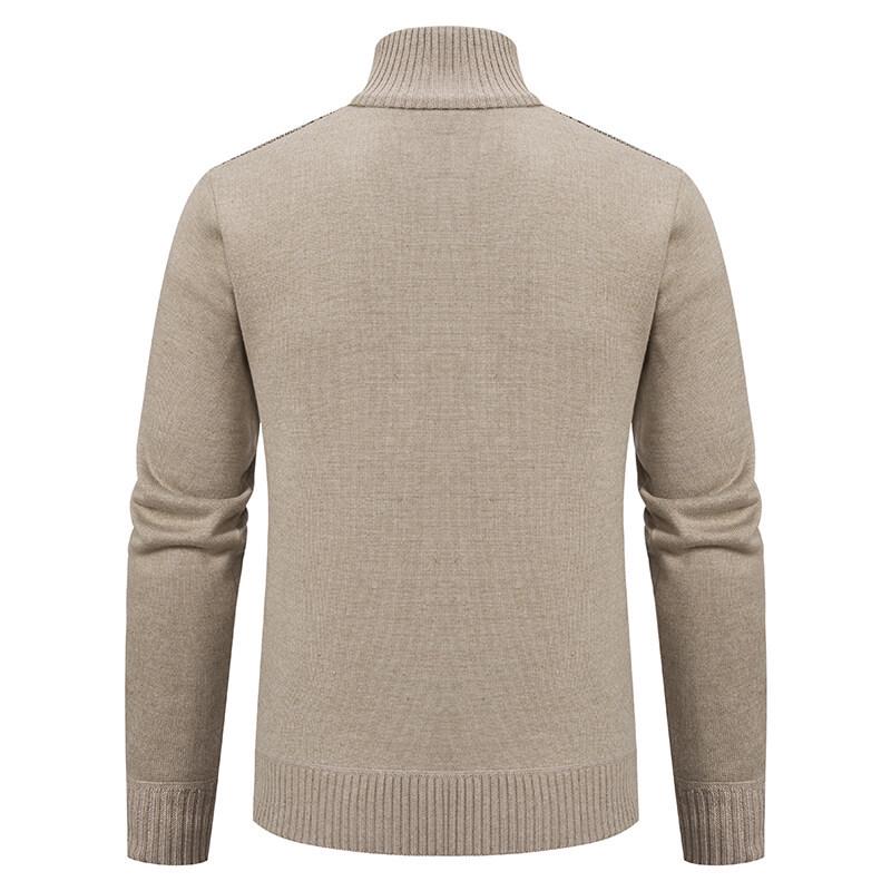 Men's Winter Stand-up Collar Cardigan Jacket - Thick Knit with Plus Velvet