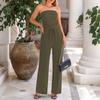 Women Strapless Knit Crop Top and Wide Leg Pants Set Casual Lounge Two Piece Outfit Soft Stretch Fabric Comfortable Fit