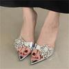 Fashion Eilyken Summer Fashion CRYSTAL Diamonds Pointed Toe Slippers Women Thin High Heels Sandals Slides Ladies Shoes