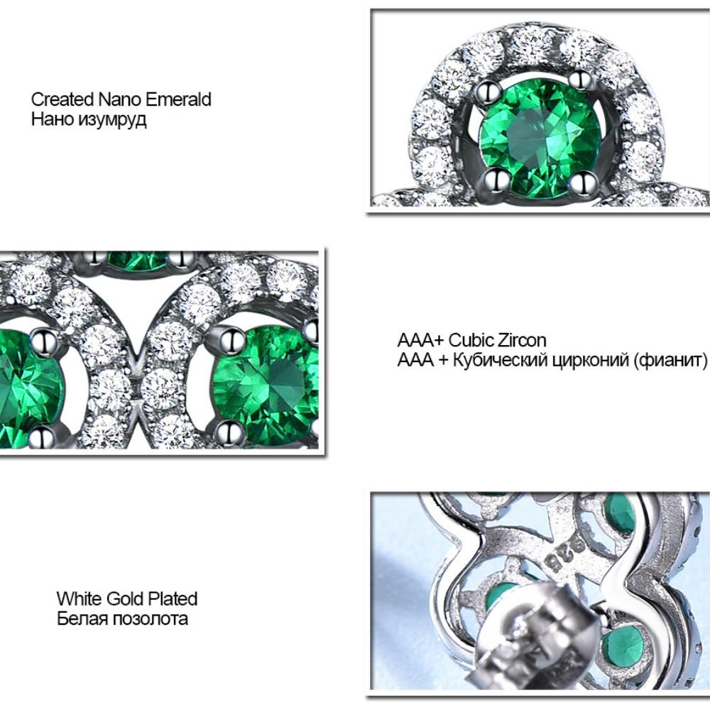 Nano Emerald Flower Earring 925 Sterling Silver Flower Green Zircon Stud Earrings