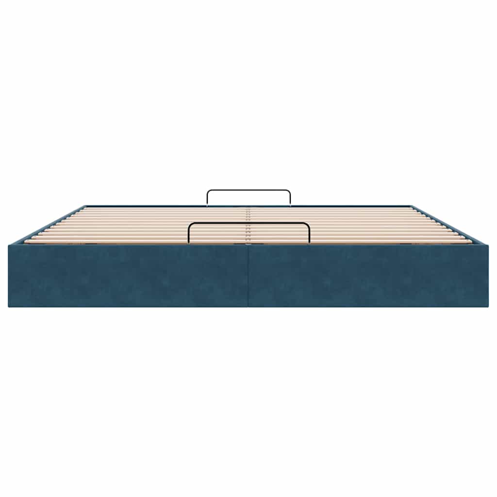 Ottoman Bed without Mattress Dark Blue 160 x 200 cm Velvet