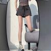 Shorts de Outono de Cintura Alta Estilo Street com Fenda e Cordão