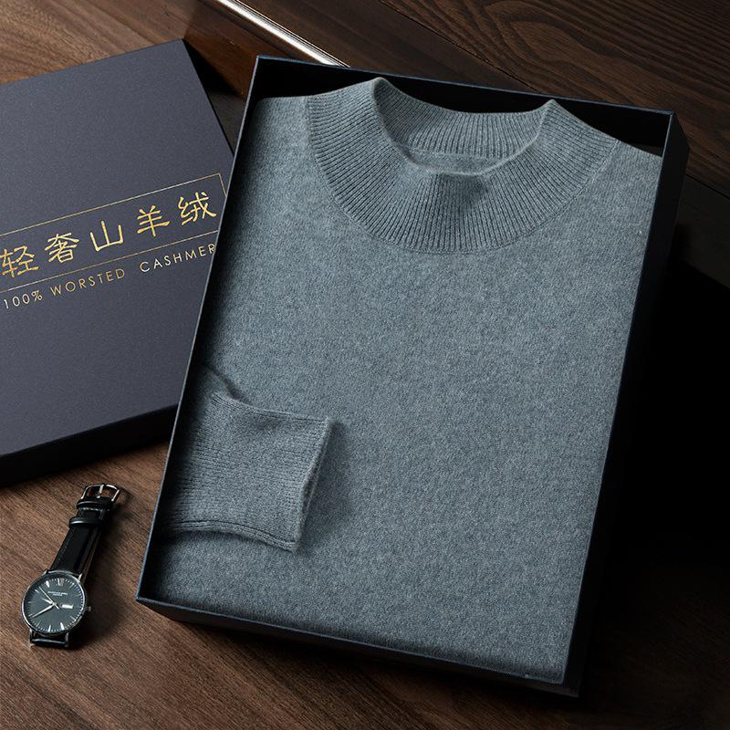 Seamless Men's Cashmere Half-Neck Sweater for Autumn/Winter - Versatile Knitwear