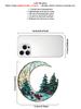 Christmas Acrylic Moon Ornament with Pine Trees & Red Berries, Art Hanging Decor, Festive Window & Xmas Tree Pendant Decorations