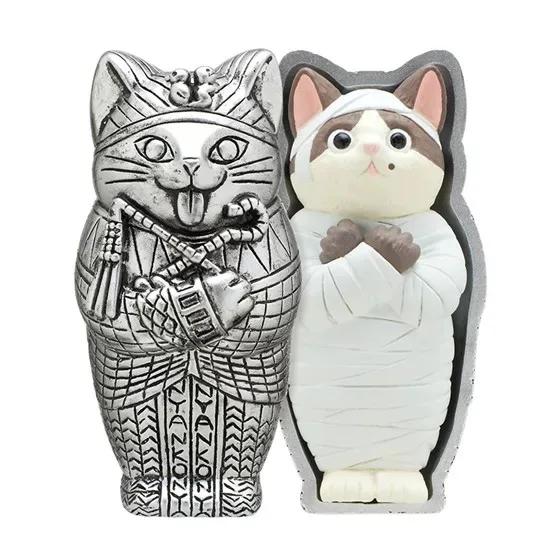 Mofusand Egyptský Faraon Mumie Kočka Oblečovací Panenka Anime Akční Figurka - Modelová Hračka s Halloweenskou Tematikou pro Sběratele