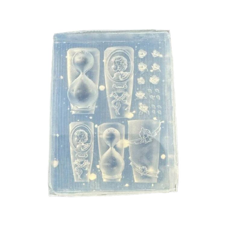 3D Embossed Rose Hourglass Silicone Nail Mold Reusable DIY Craft Tool For Nail Art And Jewelry Making