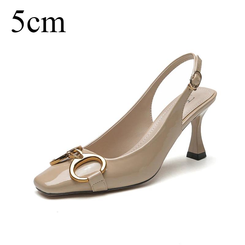Sandals for Women 2025 Summer New High Heels Womens with A Straight Toe and A Back Empty Sole High Heels Sandal Sandalias Mujer