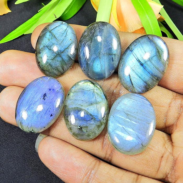 

18X25x05MM Rainbow Labradorite Oval Cabochon Loose Gemstone 06Pcs Lot 150Cts LM-1135
