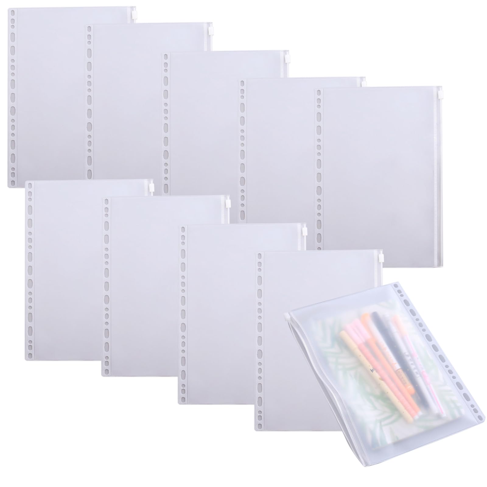 nijimomo B5 binder with zipper transparent Loose-leaf 26-hole 10-sheet pocket, waterproof, (B5)