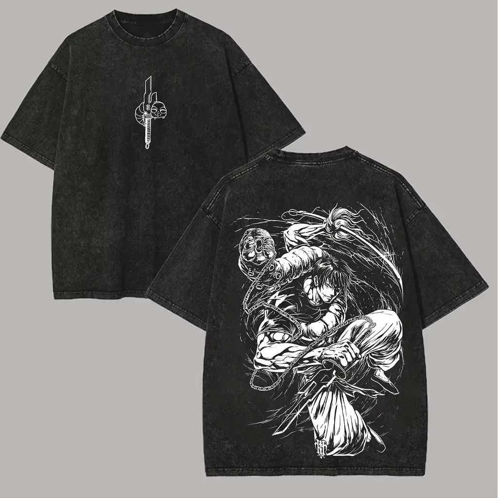 Toji Fushiguro T-Shirt Jujutsu Kaisen Invertierter Speer Tee Vintage Gewaschen Übergroß Retro Anime Harajuku Herren Streetwear Kleidung