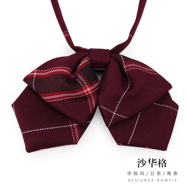 Jk Free Short Tie Necktie Female College Style Lazy Japanese Plaid Uniform Shirt Ins Student Bow Tie