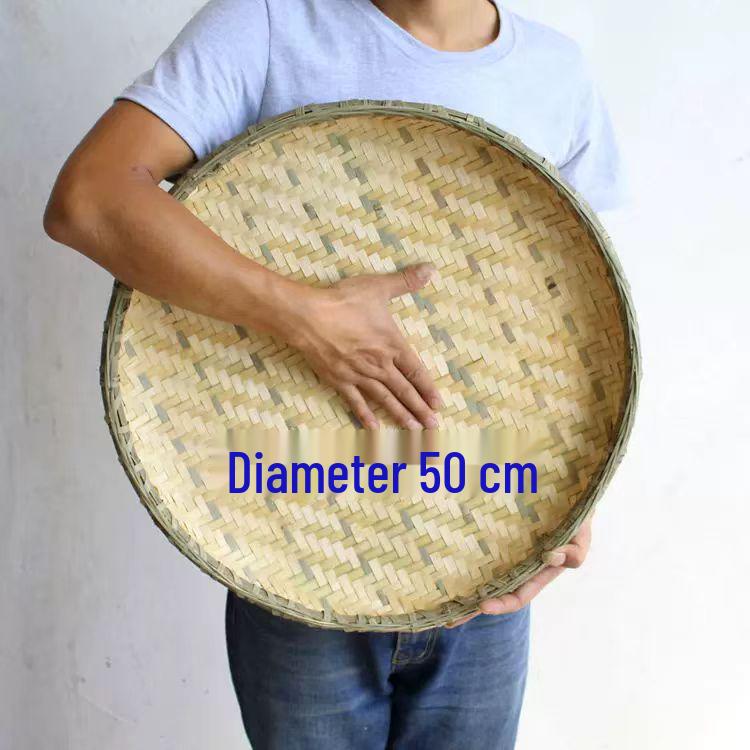 Bamboo Household Winnowing Basket: Perforated & Non-Perforated Bamboo Sieve, Handmade Woven Tray for Dried Goods & Sun-drying Decor
