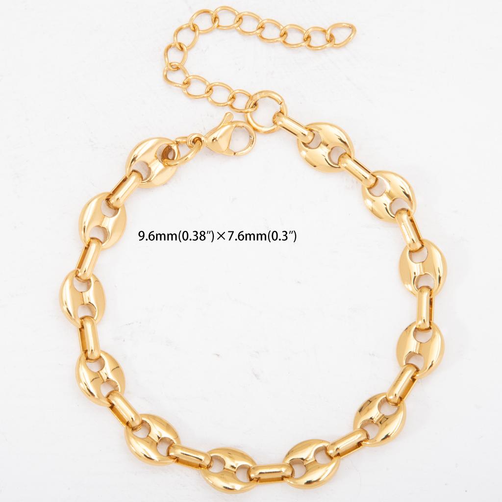 Thick Coffee Bean Bracelet Stainless Steel Trendy Unisex Pig Nose Jewelry Anklet Necklace Waist Chain