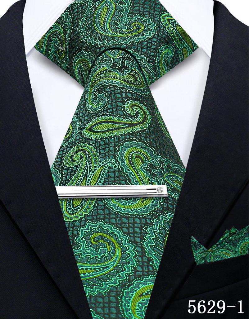 Men's Retro Floral Tie, Pocket Square & Tie Clip Set for Weddings
