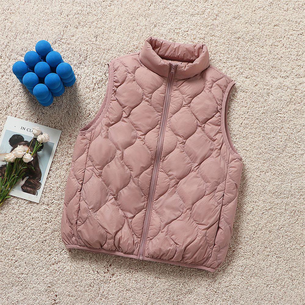 

Осенне-зимний женский пуховый жилет с воротником-стойкой, модный теплый повседневный тонкий и легкий жилет 3XL розовый