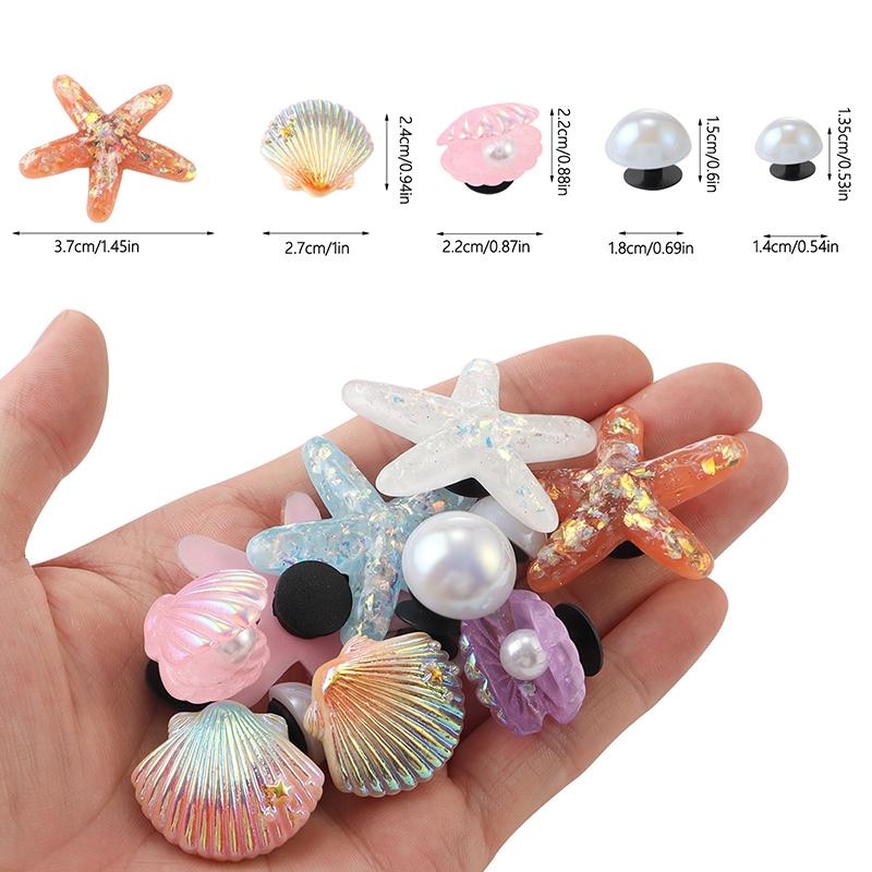 1Set Hole Shoes Summer Shoe Starfish Pearl Shell Decorative Buckle Accessories Removable Diy Decor Gift