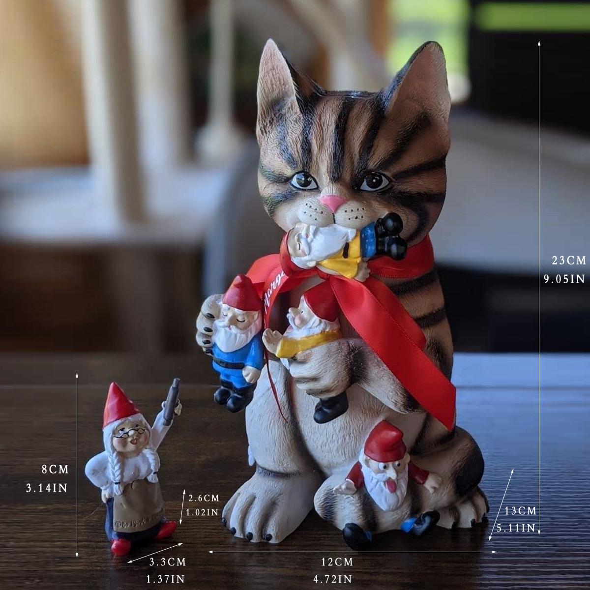Смоляные поделки с кошками Рождественские украшения-гномы Садовый двор Озеленение Украшение для гостиной Креативные статуэтки животных