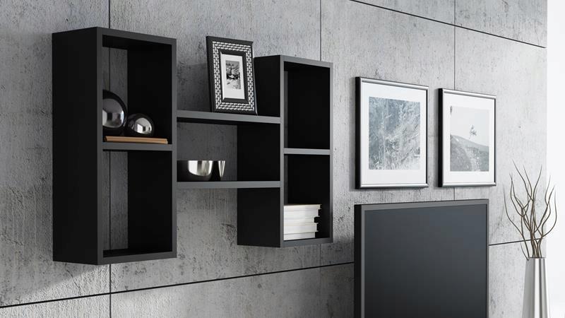Polon Hanging Shelf Black Bookcase Photos Books