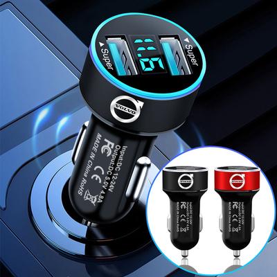 1Pcs Car Charger 2 USB Ports Fast Charging Digital Display Car Styling For Volvo 240 C70 S40 S50 S60 S70 S80 S90 V40 V50 V60 V90 XC40 XC60 XC90 Truck