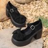 Fashion Black Super High Heels Mary Jane Shoes Women 2025 Goth Chunky Platform Pumps Woman Plus Size Ankle Buckle Party Lolita Shoes 42