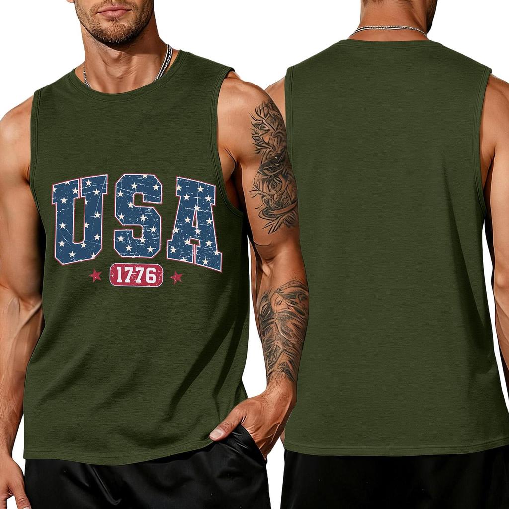 Men's Sleeveless Tank Top Casual Loose Fit Summer Daily Wear Lightweight Breathable Fabric Printed Design