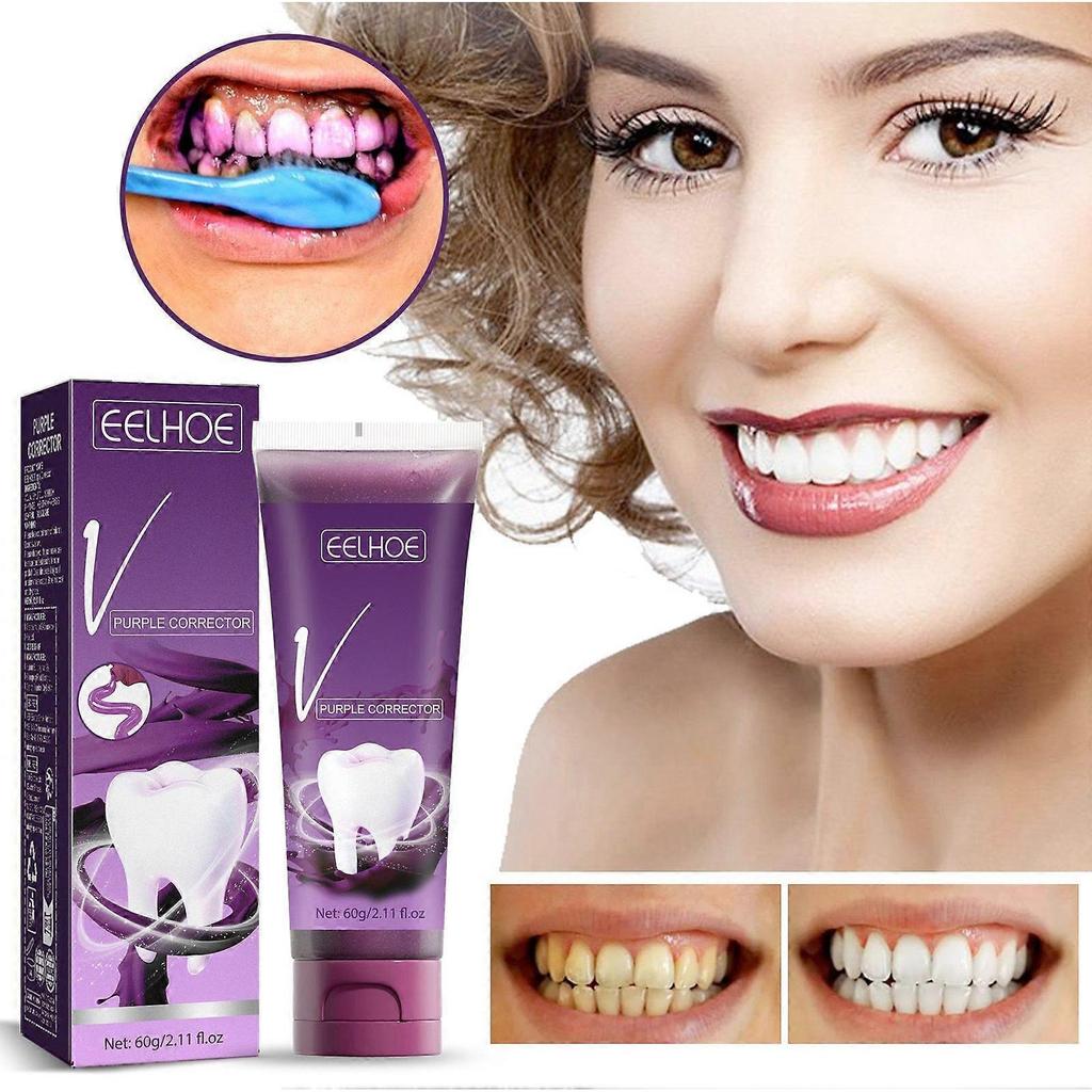 V34 purple tone cleaning toothpaste brightens teeth cleaning tartar yellow stains tooth st