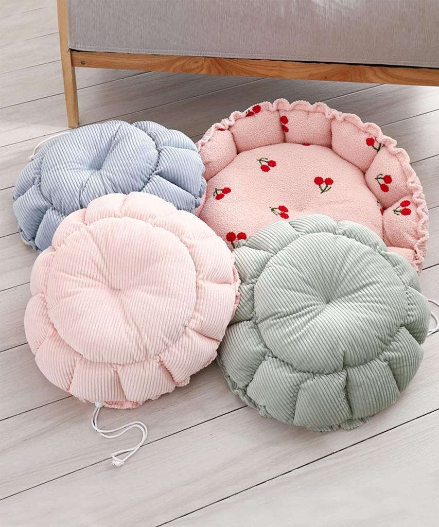 Fluffy Pet Reversible Round Pet Bed for Dogs and Pet Sofa with Cushion Bed, Cats, All-Season (Small, Green)